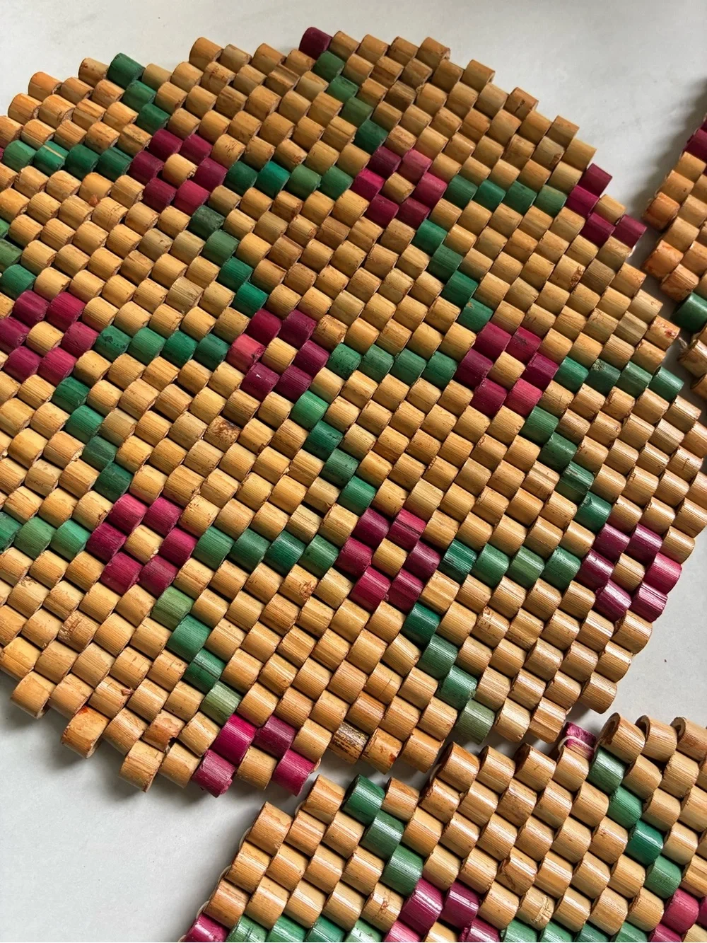 Vintage Wooden Bead Trivets, Set of 4
